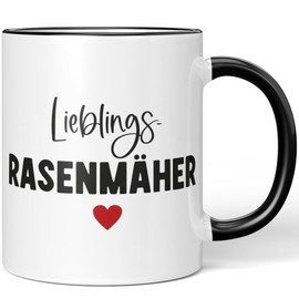 JUNIWORDS Tasse, Lieblings-Rasenmäher, Schwarz (7765075)