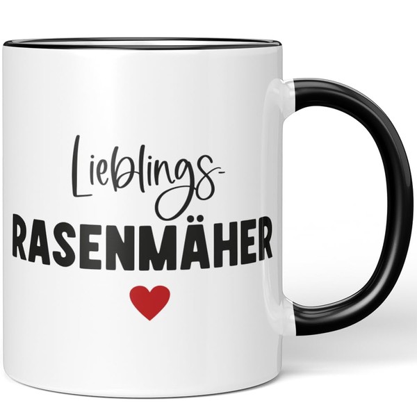 JUNIWORDS Tasse, Lieblings-Rasenmäher, Schwarz (7765075)