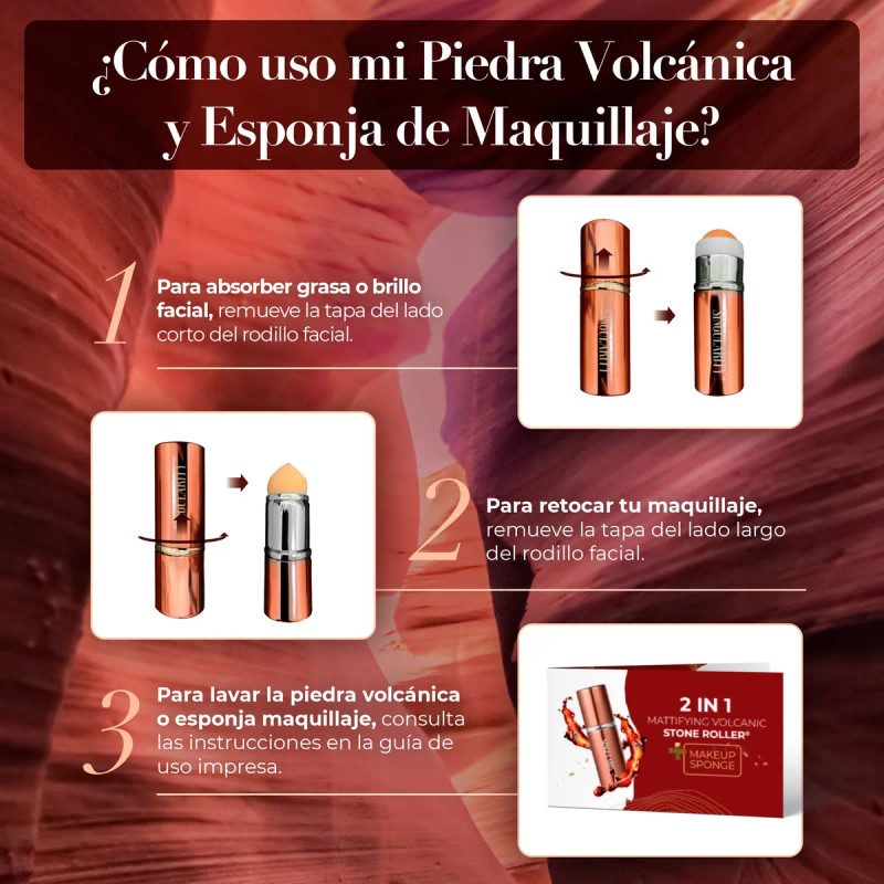 Rodillo Facial De Piedra Volcánica Reutilizable + Esponja