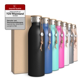 SC7® Stainless Steel Drinking Bottle, 630 ml, Leak-Proof, High-Quality and Lightweight, Thermal Flask Made of Stainless Steel, Stainless Steel Drinking Bottle, Colour Volcano Black