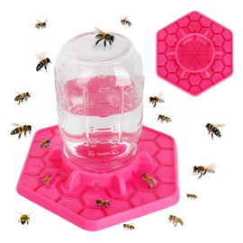Tributary Brands Bee Feeder for Mason Jar Made of Silicone - Bee Watering Station for Garden Compatible with Regular Mouth Mason Jars (Pink)