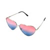 Fashion Culture Women's Pink Ombre Heart Metal Frame Sunglasses, Silver