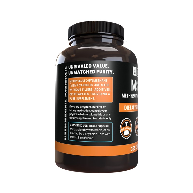 Pure Original Ingredients MSM (365 Capsules) No Magnesium Or Rice