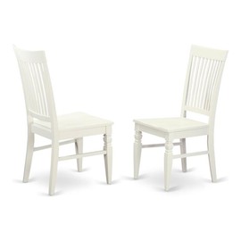 East West Furniture WEC-WHI-W Weston Dining Room Chairs - Slat Back Wood Seat Chairs, Set of 2, Linen White