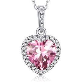 FaithHeart Heart Necklace for Women, Sterling Silver Birthstone Pendant Necklace Birthday Gift for Lover