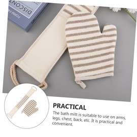 IWOWHERO 1 Set Bath Skin Mitt Set Flax Bath Towel Scrubber for Skin Cleaning at Home Exfoliating Tool for Neck Easy to Clean and Dry
