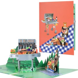 CNLITIHEKA BBQ Grill Father's Day Card, Happy Fathers Day Card, Fathers Day Pop Up Card, Pop Up Birthday Card for Dad, Husband, Brother, Boss, Men