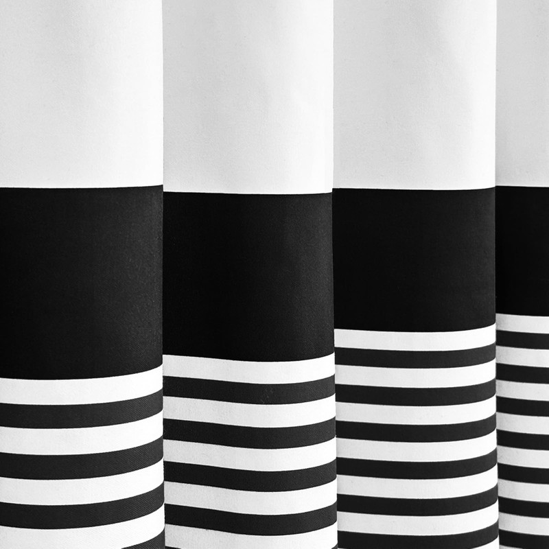 Seasonwood 84 inch Extra Long Shower Curtain Black and White