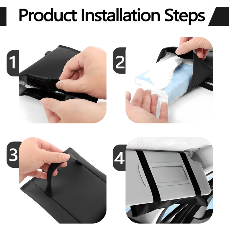 Modixun 2Pcs Car Tissue Holder, Soft PU Leather Sun Visor