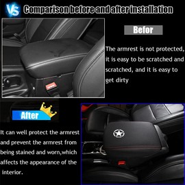 Kakash Custom Interior Accessories for Jeep Gladiator JT/Wrangler 4xe/Wrangler JL/JLU 2018-2023 Leather Center Console Cover Armrest Pad,Waterproof Anti-Scratch Protector Your Armrest(Carbon Fiber)