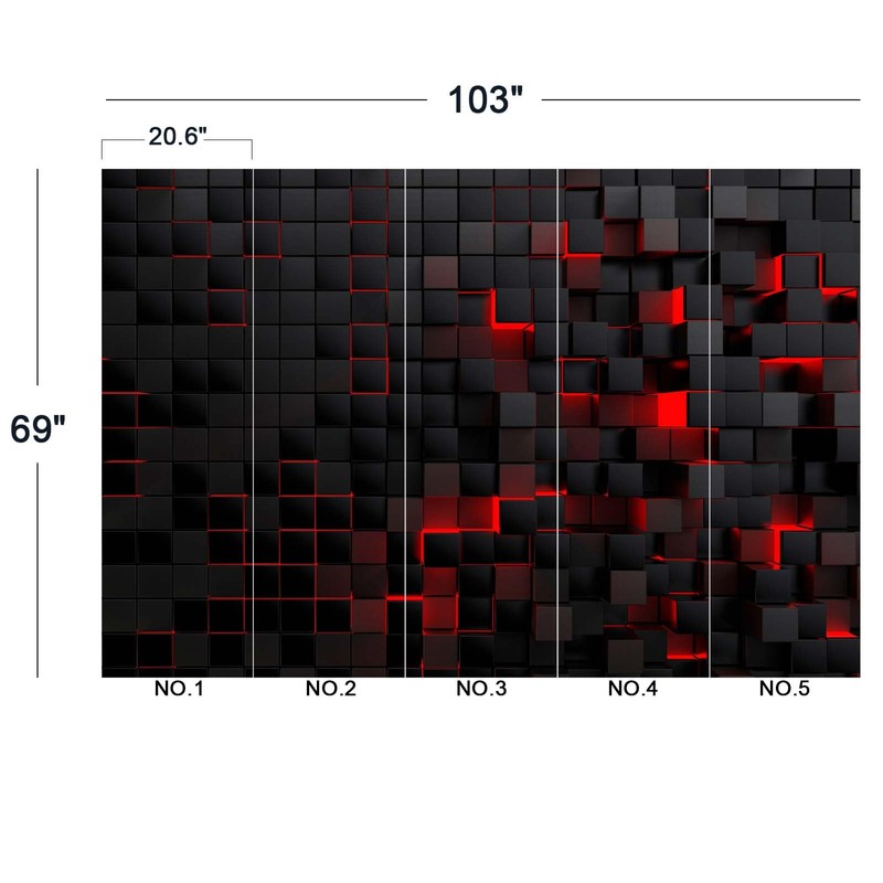 Eierme Tech Red Blocks Wall Mural Wallpaper for Bedroom 103"