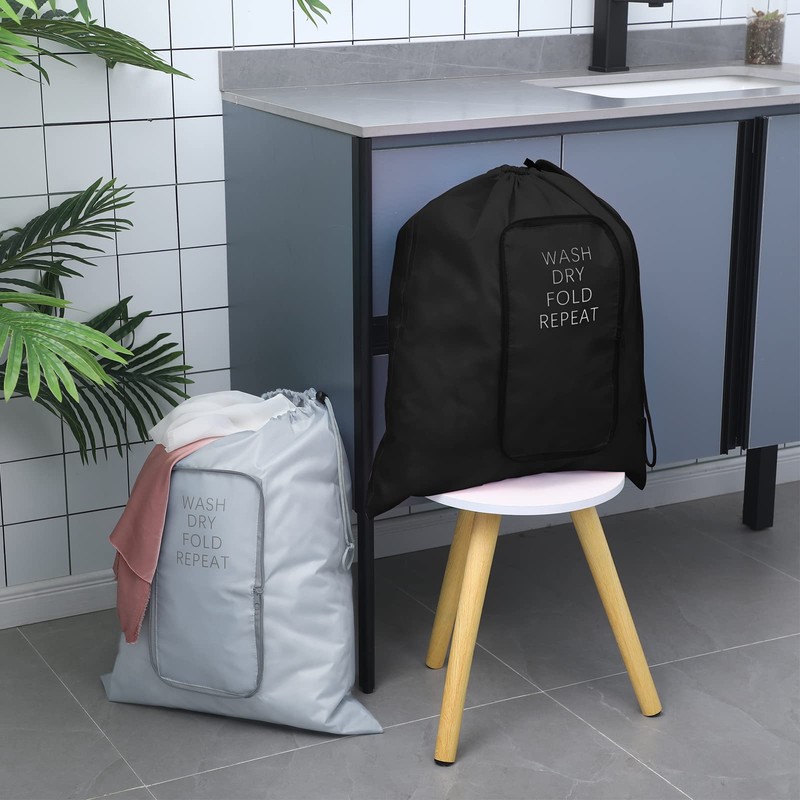 2 Pcs Travel Laundry Bag Washable Dirty Clothes Bag with