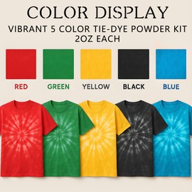 Eyaeyao 5 Color Tie Dye Powder Set, Clothing Dye, (2oz Each) Non Toxic Permanent, Dye for Clothes, Fabric Dye for Kids Women for Homemade Party Creative Group Activities DIY Gift (5 Colors, 2 Ounce)