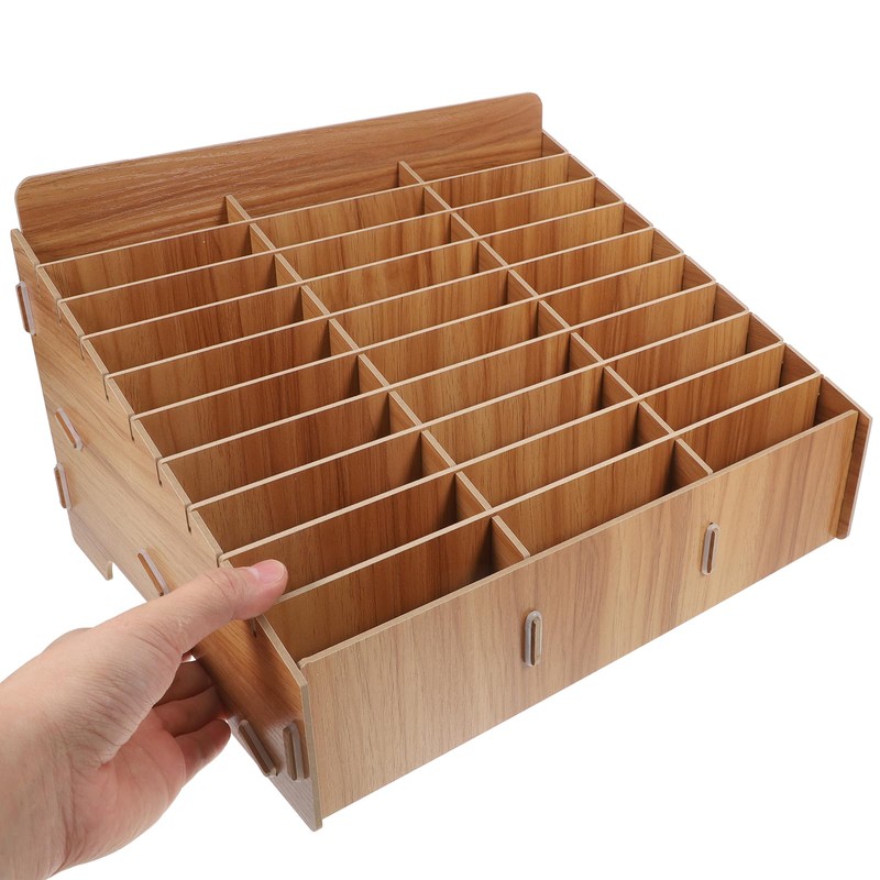 Cabilock 30 Grid Wooden Mobile Phone Storage Box Cell Phone