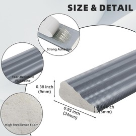 ESUFEIR 3pcs×196" Wedge Sliding Window Weather Stripping Door Gap Filler,Adhesive Window Insulation for Winter Door Seal Strip,Soundproof Foam Tape for Frame,Gray