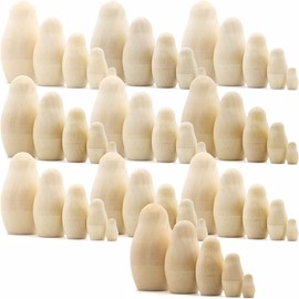 Lot of 10 Set by 5 pcs Blank Nesting Dolls - Unfinished Unpainted Russian Nesting Dolls - Blank Doll - Nesting Doll DIY - Unfinished Wooden Doll Craft