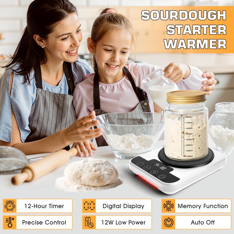 Upgraded Sourdough Starter Warmer, Precise 1°F Thermostat Control (70-100°F) Sourdough