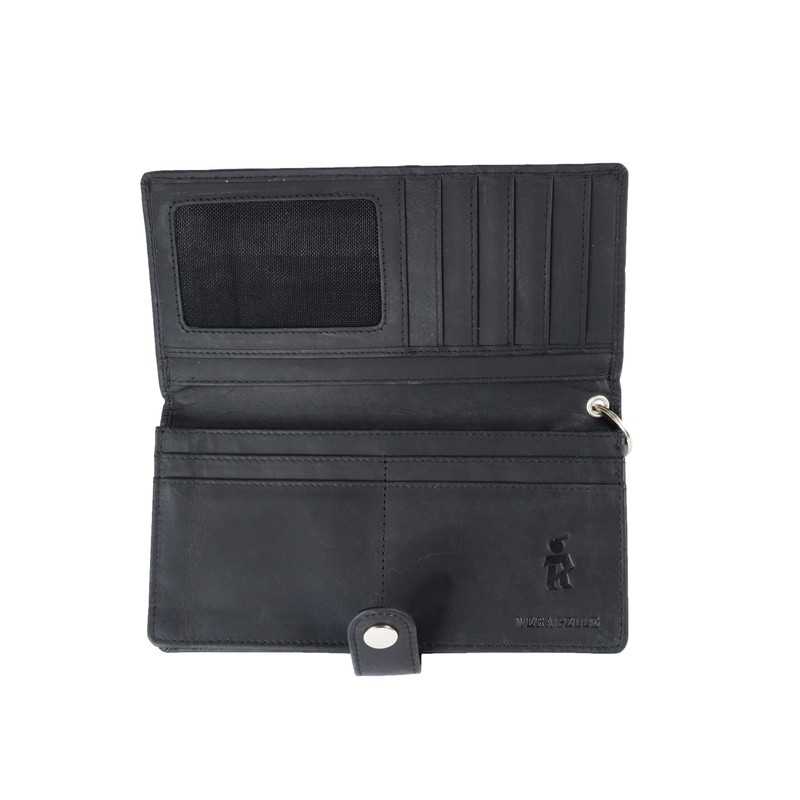 Euroroutier ® Trucker Wallet Leather Driver Black with Chain, Large