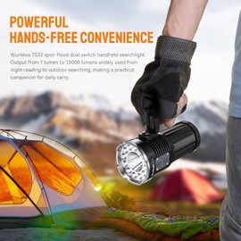 Wurkkos TS32 Super Bright Led Flashlight 13000 Lumens Max, Powerful Flashlight with 12*LH351D&1* SFT40 LED, Waterproof Handheld Rechargeable Flashlight for Camping Searching Hiking