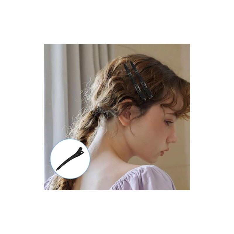 24Pzs Pinzas de Pato, Pinzas Cabello de Metal Resistente, negro