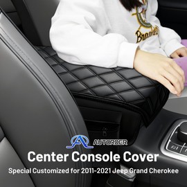 Autorder Center Console Cover for 2011-2019 2020 2021 Jeep Grand Cherokee Accessories Armrest Cover Anti-Scratch Middle Console Pad Leather Armrest Protector