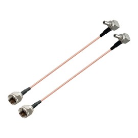 Vecys F Male to CRC9 Male Right Angle 90 Degree RF Coaxial Cable RG316 15cm/6in (2pcs) for 2G 3G 4G Antenna Router TV HDTV DVB-T DVB-T2