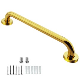20 Inch Brushed Gold Bathroom Grab Bar, Durable Stainless Steel Shower Grab Bar Wall Mounted Shower Handle with Concealed Screws Anti Slip Saft Handle for Elderly Seniors