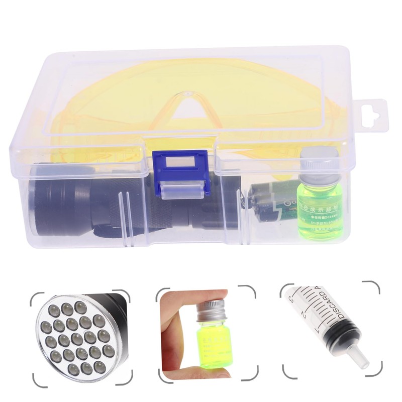 CHILDWEET 1set Car Air Conditioner Leak Detector Kit Uv Flashlight