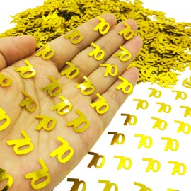 Confetti 70 Confetti 70th Scatter Birthday Party Sequins Glitter Metallic Table Decoration for Anniversary Birthday Retirement event Supplies.(70 Golden)