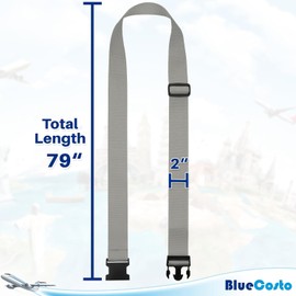 BlueCosto Luggage Straps for Suitcase - Silver, 6.5 ft x 2 in, 4 Pack - Strap for Suitcases - TSA Approved