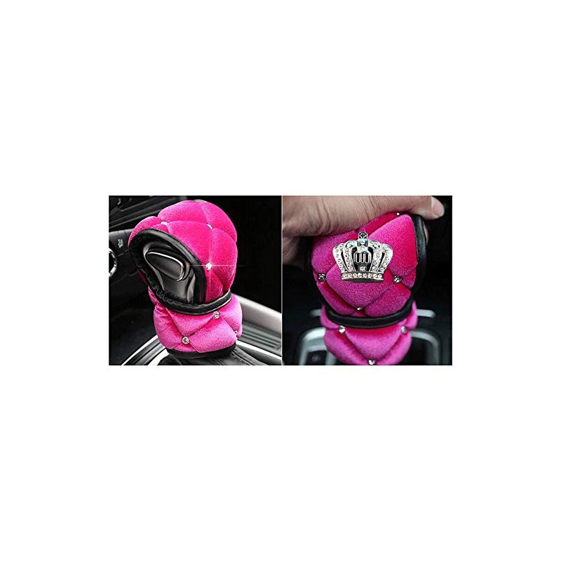 Siyibb Soft Plush Car Gear Shift Cover Crystal Crown Car