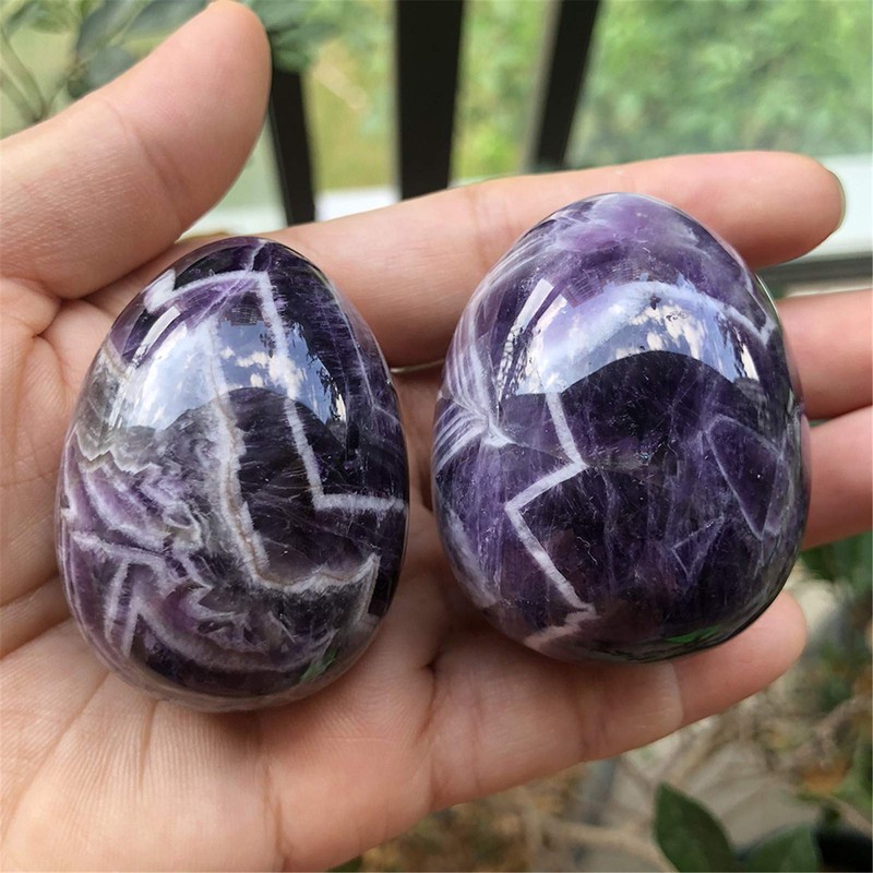 Fekuar Stone Egg Figurine, Polished Healing Crystal Easter Eggs Sphere