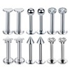 Prettyia 12Pcs 16G Crystal CZ Anillo De Labio Labret Roscado
