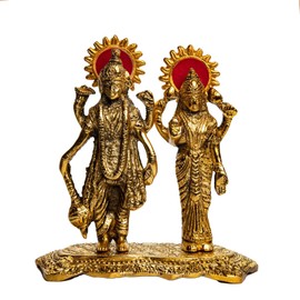 Wonder Care Lakshmi Narayan Statue with Great Detail in Ivory Antique Finish Laxmi Vishnu Statue for Puja Items Mandir Ideal Religious Gift