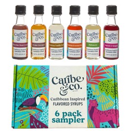 Caribe & Co., Flavored Coffee Syrup 6 Pack Gift Set- All-Natural Coffee Syrup, Great for Cocktails, Mocktails, Lattes, Desserts, & More, No Artificial Flavors or Sweeteners