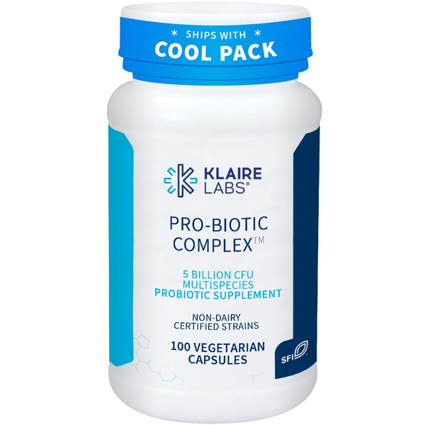 Klaire Labs Pro-Biotic Complex - Intestinal Support for Men & Women, 5 Billion CFU Lactobacillus acidophilus & Bifidobacterium bifidum Probiotic, Hypoallergenic & Dairy-Free (100 Capsules)