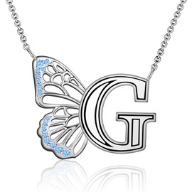 SCZKLAQ Butterfly Initial Necklaces for Women 925 Sterling Silver Initial G Necklace - Butterfly Initial Letter Jewelry Mother's Day Birthday Gifts for Women (G)