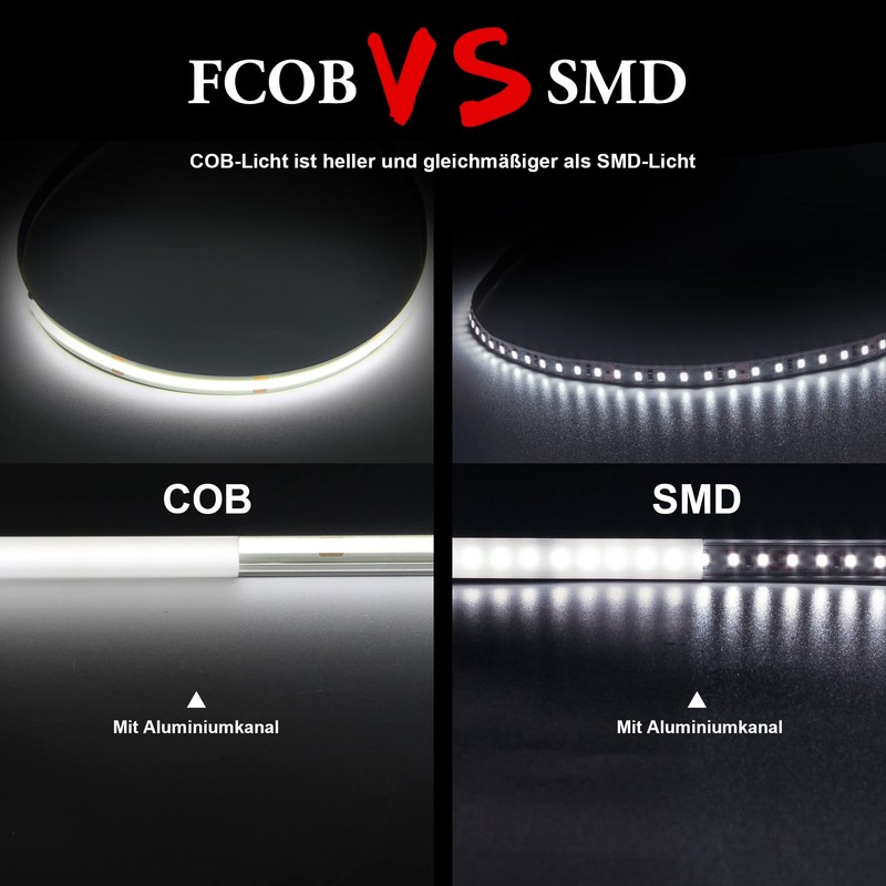 COB LED Strip 6000 K Daylight White, 5 m Dimmable