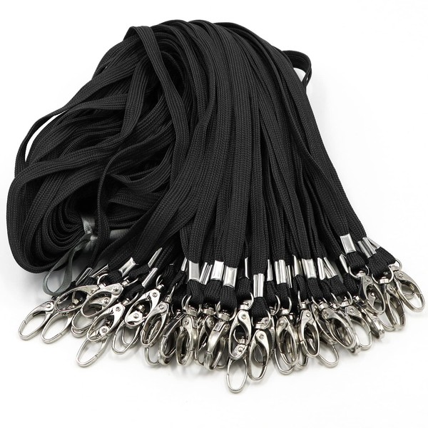 100 Pack Lanyards Bulk Black Lanyard for Office Id Badges