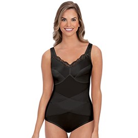 Collections Etc Women's Plus Form Body Briefer with Posture Support Black 44B
