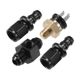 VekAuto Coolant Hose Thermostat Switch Kit, 6AN 180'F on - 165'F Off Transmission Cooler Sensor Fan Oil Cooler Radiator Electric Switch Fitting Universal for Car Truck Metal Black