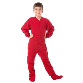 Big Feet Pjs Little Boys Red Junior Fleece Onesie Footed Pajamas (X-Small)