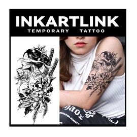 INKARTLINK Tattoo Tech, 2 Sheets Extra-Large Semi Permanent Tattoo, Adult Art Design Temporary Tattoos, Lasts 1-2 Weeks, Waterproof, Realistic look, No Adhesive, No reflection (Warrior Woman Design?
