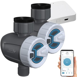 Royal Gardineer Irrigation control: 2 smart programmable irrigation computers with WiFi gateway & app (irrigation computer app control, WLAN irrigation controls, moisture meter)