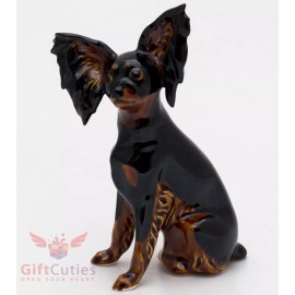 Porcelain Figurine of the Russian Russkiy Toy Long Haired Fox Terrier dog