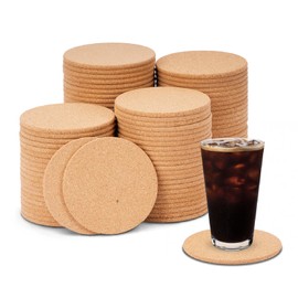 huyear 100 Pcs Cork Coasters For Drinks, 4" Round Drink Coasters for Coffee Table Decor, Absorbent Cork Coasters for Drinks, Anti-Slip and Heat-Insulating Coffee Coasters for Kitchen Table Home Office