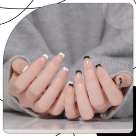GAOY Gel Nail Polish Art Liner Set, 2 Classic Colors Black White for Nail Paint Design with Thin Brush DIY French Manicure and Pedicure at Home