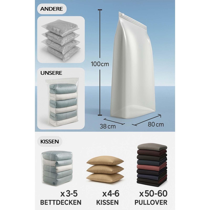 BURI Basics XL Vacuum Bags for Clothes - Pack of