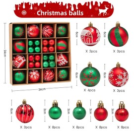 Pack of 44 Plastic Christmas Baubles 3/6 cm Christmas Decoration Christmas Tree Baubles Set Plastic, Christmas Tree Decorations with Hanger, Shatterproof, Christmas Balls Decorations for Christmas