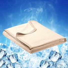 Cooling Blanket Keep Cool in Hot Summer, 51 X 67in Twin or Baby Size Blanket for Adults,Children, Babies Japanese Q-Max >0.5 Technology Arc-Chill Cooling Fiber, Breathable Comfortable All-Season-Beige